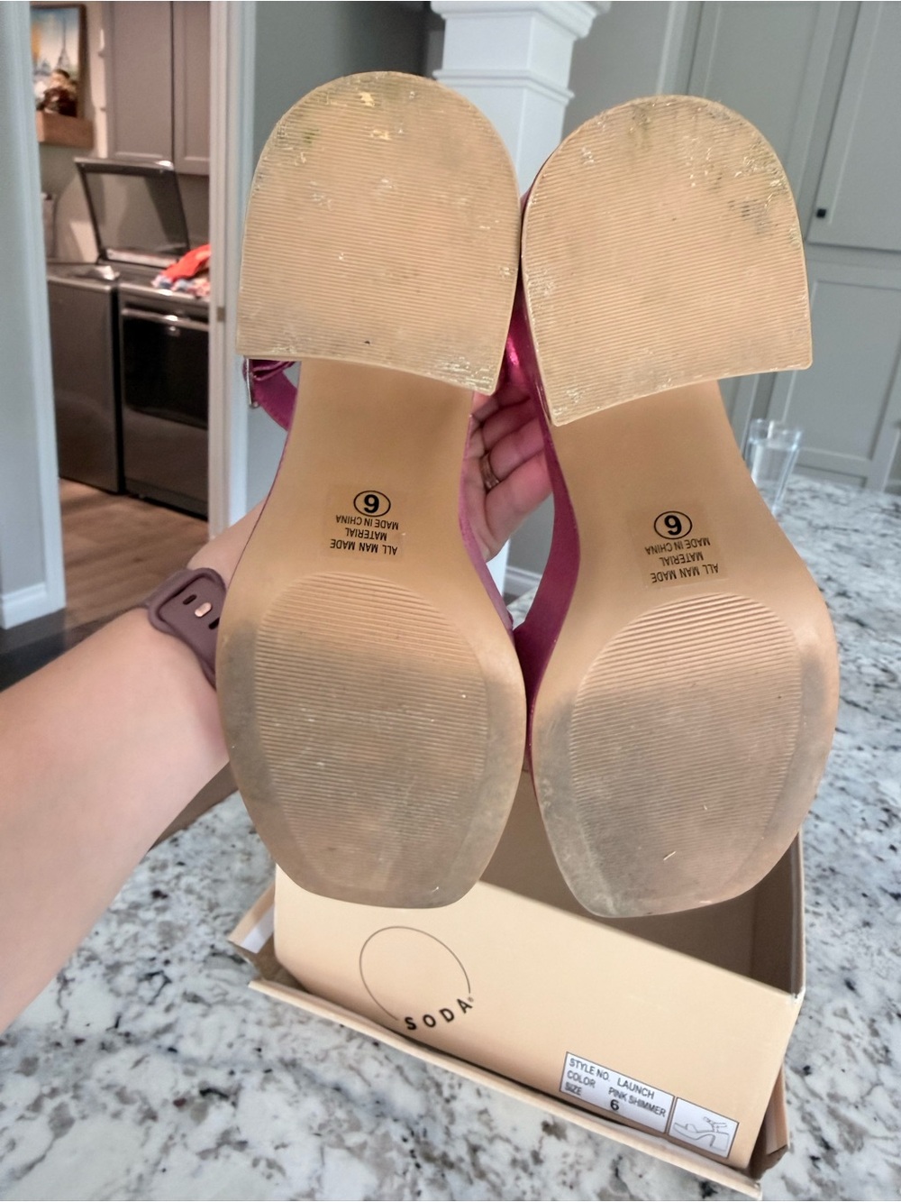 Soda Metallic Hot Pink Platform Ankle-Strap Sandals - Picture 9 of 9